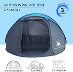 6 Person Easy Pop Up Tent ,12.5’X8.5’X53.5'' Double Layer Camping Tent